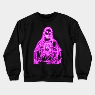 Sacred Heart of Jesus Christ - pink neon Crewneck Sweatshirt